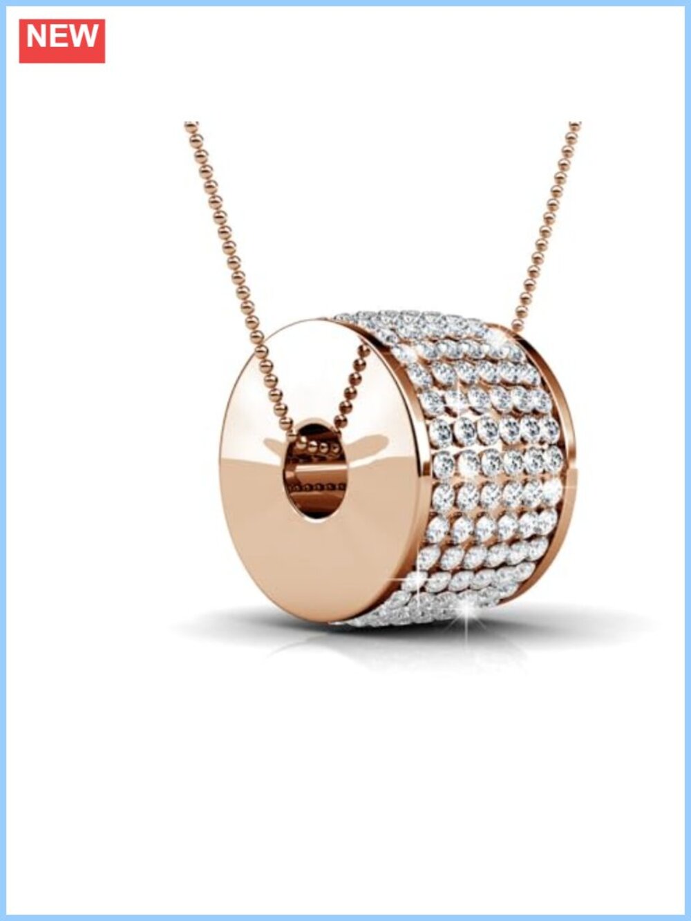 18k Gold-Plated Pendant Necklace with Simulated Diamond Crystal